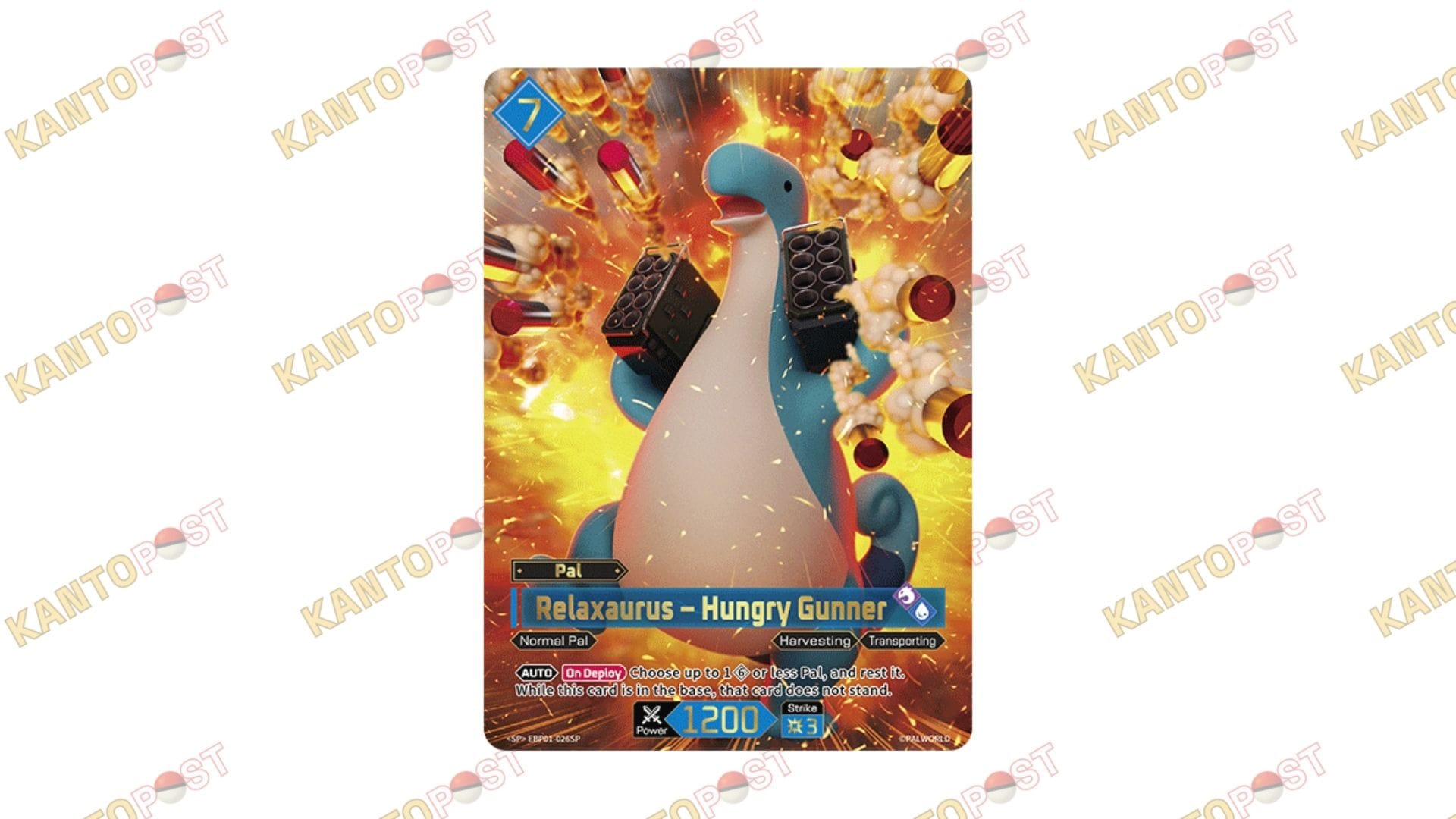 Relaxaurus Hungry Gunner SP card from Palworld card game