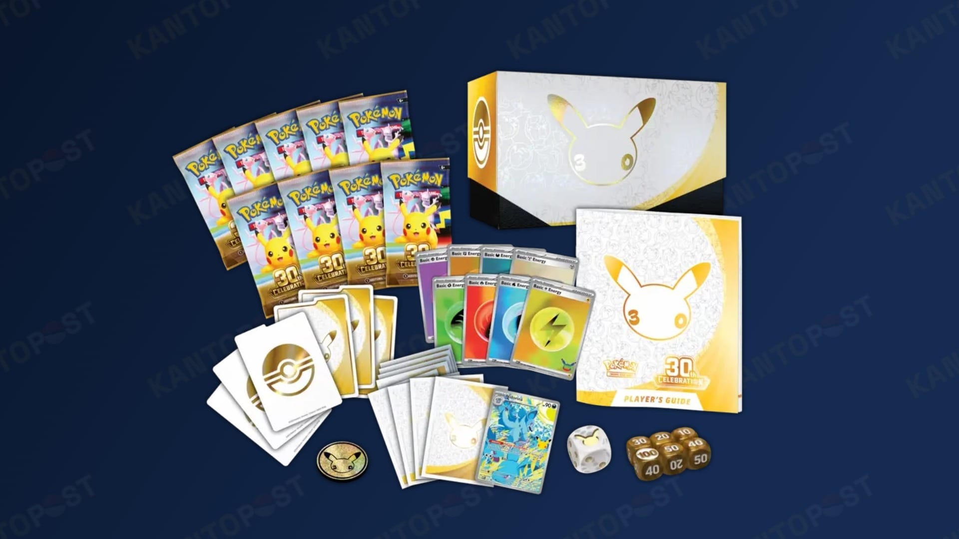 The contents of the Pokémon 30th Celebration Elite Trainer Box