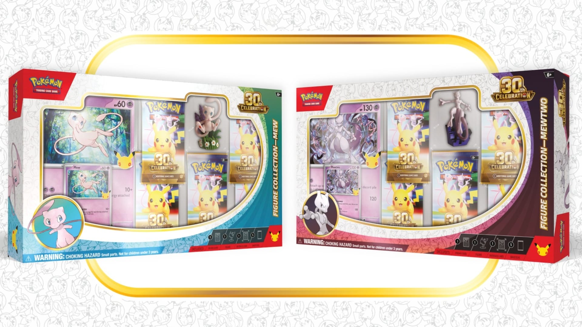 Pokémon 30th Celebration Mew and Mewtwo figure collections