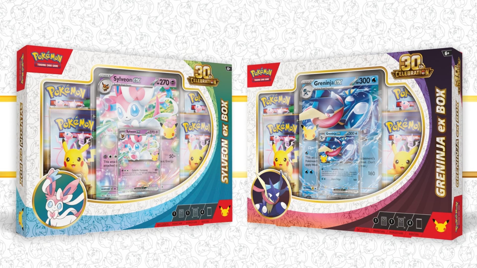 Pokémon 30th Celebration Sylveon ex and Greninja ex boxes