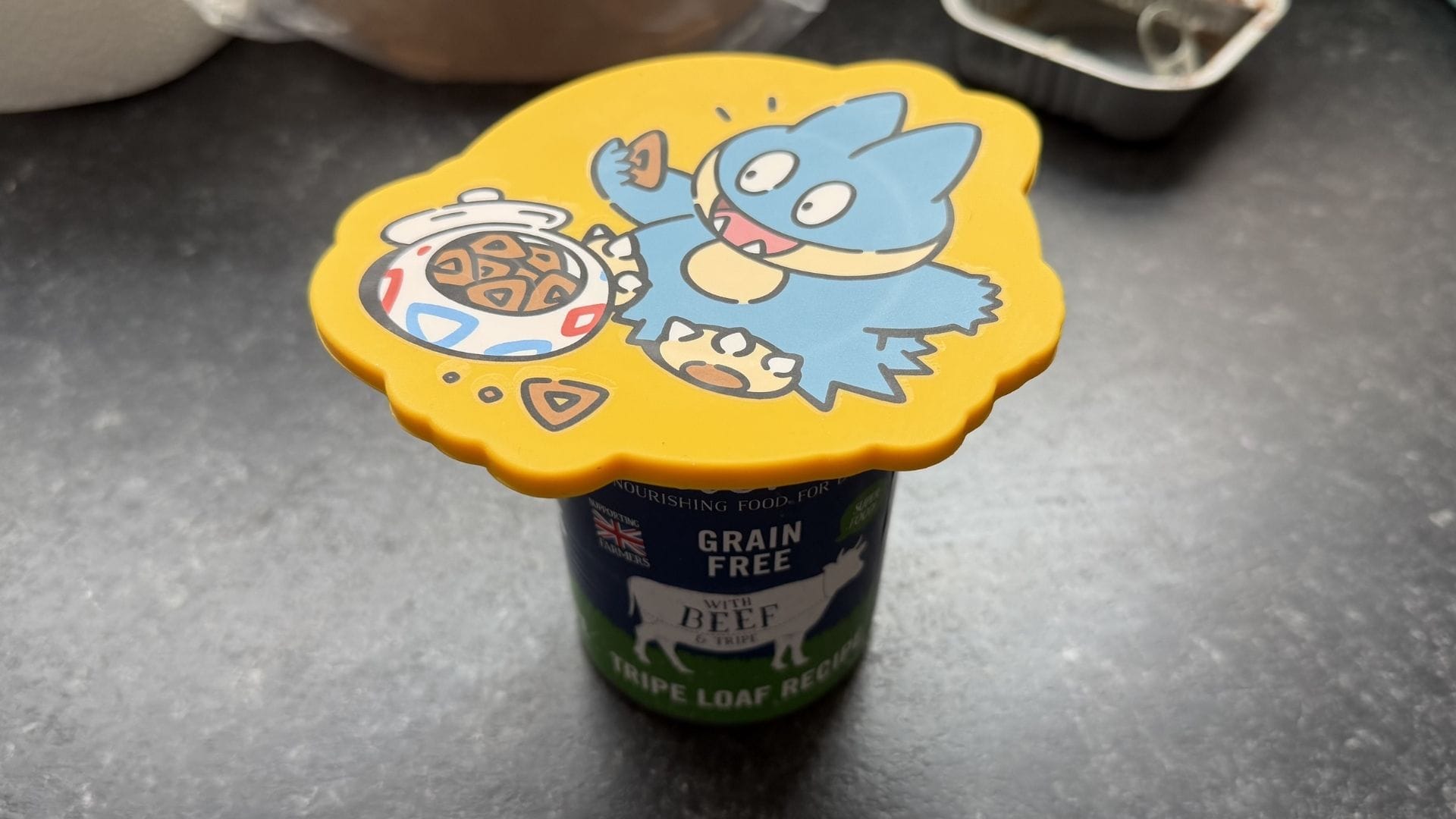 A Munchlax can cover on a tin of dog food
