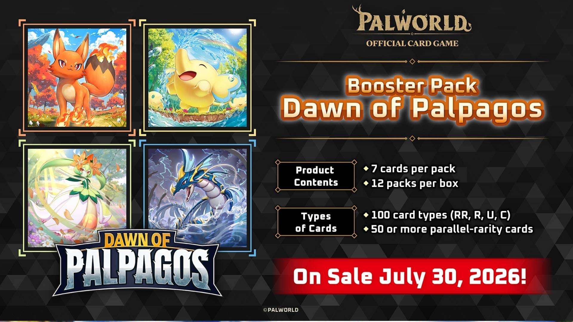 Key art and promotional material for Palworld Dawn of Palpagos