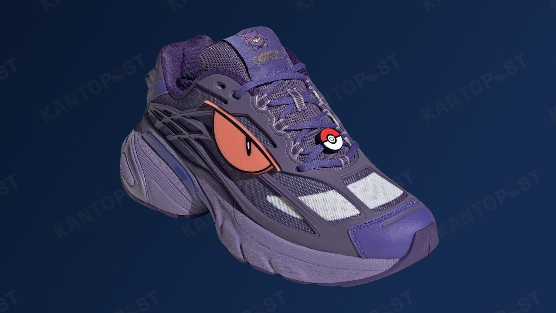 A Pokémon x Adidas shoe with Gengar on it