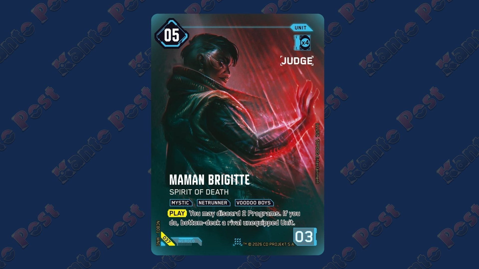 Maman Brigitte Spirit of Death Judge-stamped Cyberpunk TCG promo card