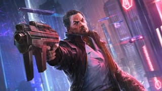 The artwork of the Goro Takemura Cyberpunk TCG card from the Welcome to Night City Beta iconic rare